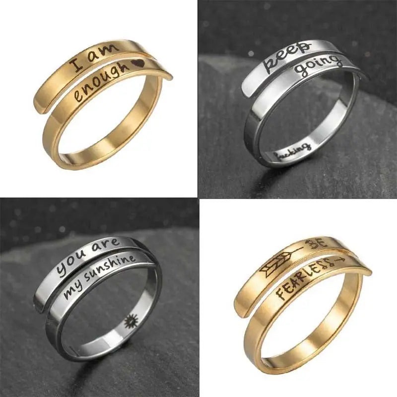 Retro Stainless Steel English Double Ring My Store