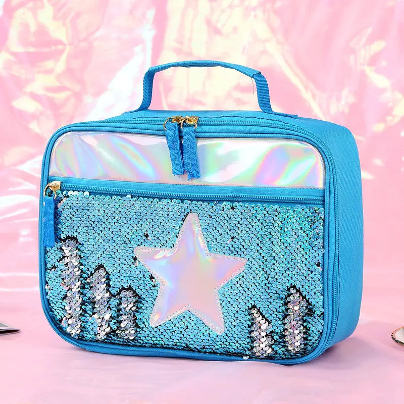 New Sequin Insulation Bag Children's Portable Lunch Bag Sequin Meal Bag Aluminum Foil Insulation Bag Fresh Camping Meal Box eprolo