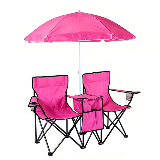 Double Camping Loveseat with Canopy – 600 lb Capacity, Cup Holders & Side Table, Foldable Outdoor Chair for Beach & Park eprolo