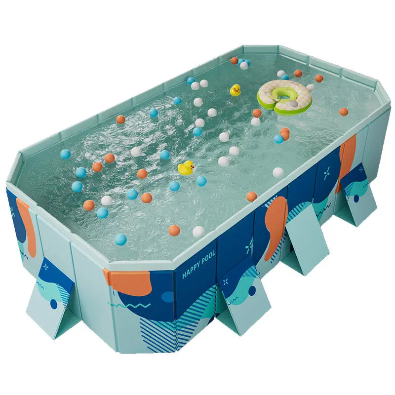 Large Foldable Rectangular Family Swimming Pool, Non-Inflatable Above Ground Pool, Easy Setup Outdoor Pool for Adults and Kids eprolo