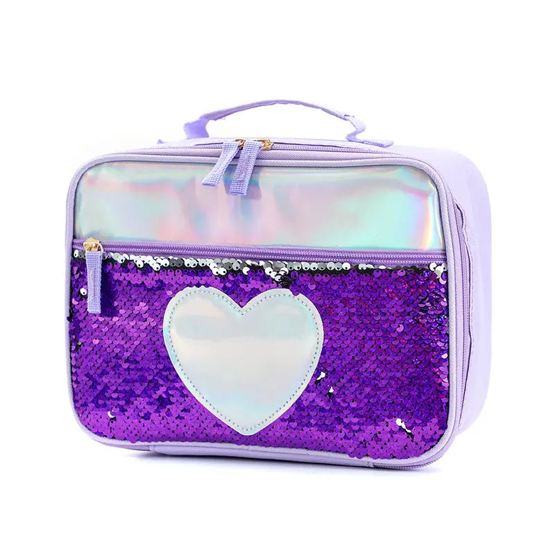 New Sequin Insulation Bag Children's Portable Lunch Bag Sequin Meal Bag Aluminum Foil Insulation Bag Fresh Camping Meal Box eprolo