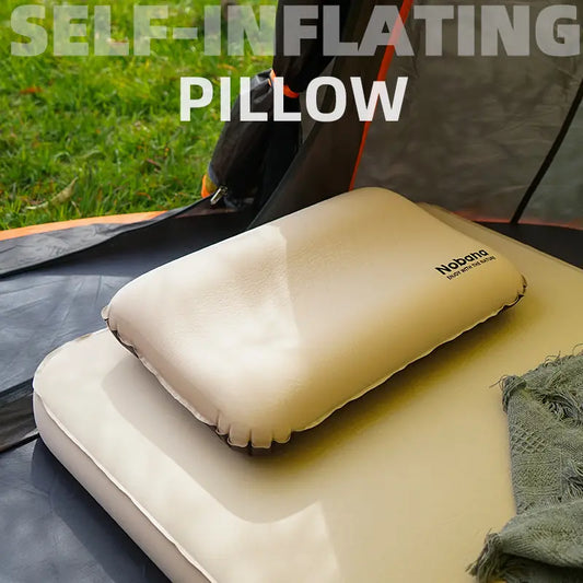 Outdoor 3D Sponge Pillow Automatic Inflatable Pillow Camping Tent Air Cushion Pillow Travel Portable Cervical Neck Pillow eprolo