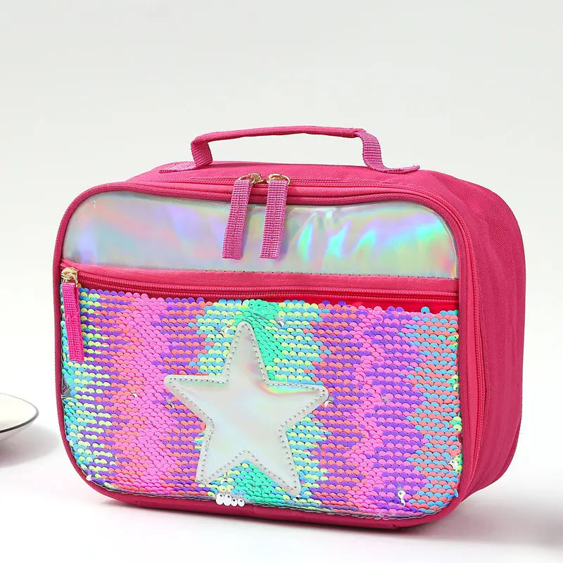 New Sequin Insulation Bag Children's Portable Lunch Bag Sequin Meal Bag Aluminum Foil Insulation Bag Fresh Camping Meal Box eprolo