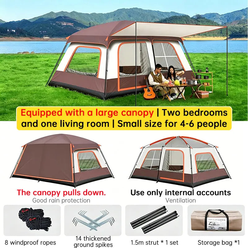 4-6 Person Family Camping Tent, Waterproof Portable Tent with Carry Bag for Car Camping eprolo