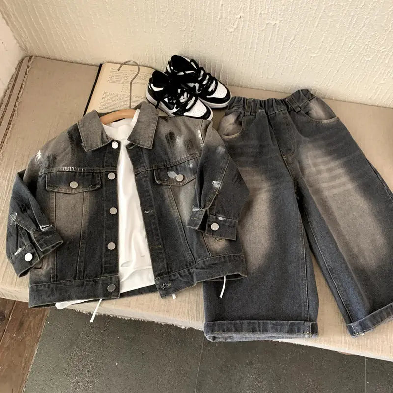 Children's denim jacket long pants two-piece set eprolo