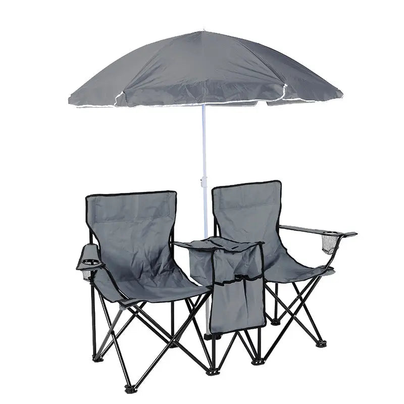 Double Camping Loveseat with Canopy – 600 lb Capacity, Cup Holders & Side Table, Foldable Outdoor Chair for Beach & Park eprolo