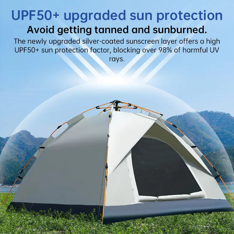 Automatic Pop Up Camping Tent 3-4 Person, Instant Setup Waterproof UV Protection Sun Shelter for Beach Fishing Outdoor eprolo