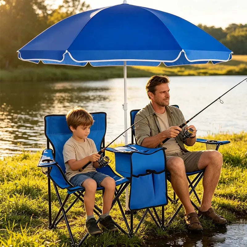 Double Camping Loveseat with Canopy – 600 lb Capacity, Cup Holders & Side Table, Foldable Outdoor Chair for Beach & Park eprolo