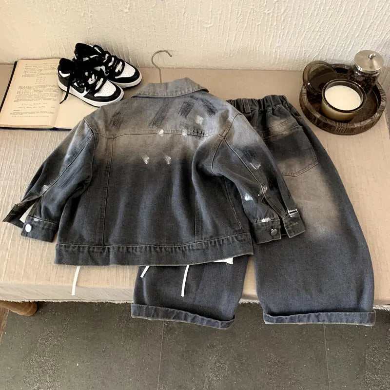 Children's denim jacket long pants two-piece set eprolo