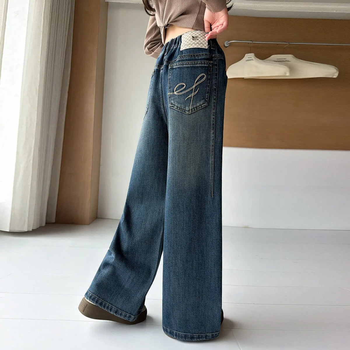 Girls' Casual Wide-Leg Jeans Pants eprolo