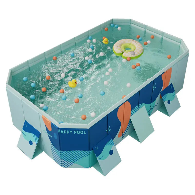 Large Foldable Rectangular Family Swimming Pool, Non-Inflatable Above Ground Pool, Easy Setup Outdoor Pool for Adults and Kids eprolo