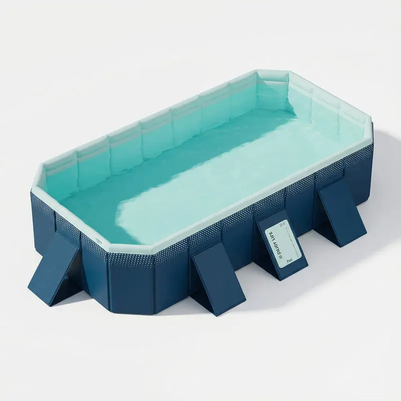 Large Foldable Rectangular Family Swimming Pool, Non-Inflatable Above Ground Pool, Easy Setup Outdoor Pool for Adults and Kids eprolo