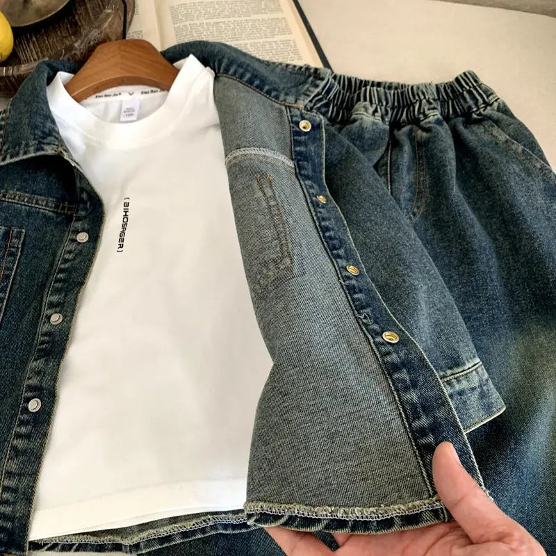 Two piece set of children's and baby's denim clothing eprolo
