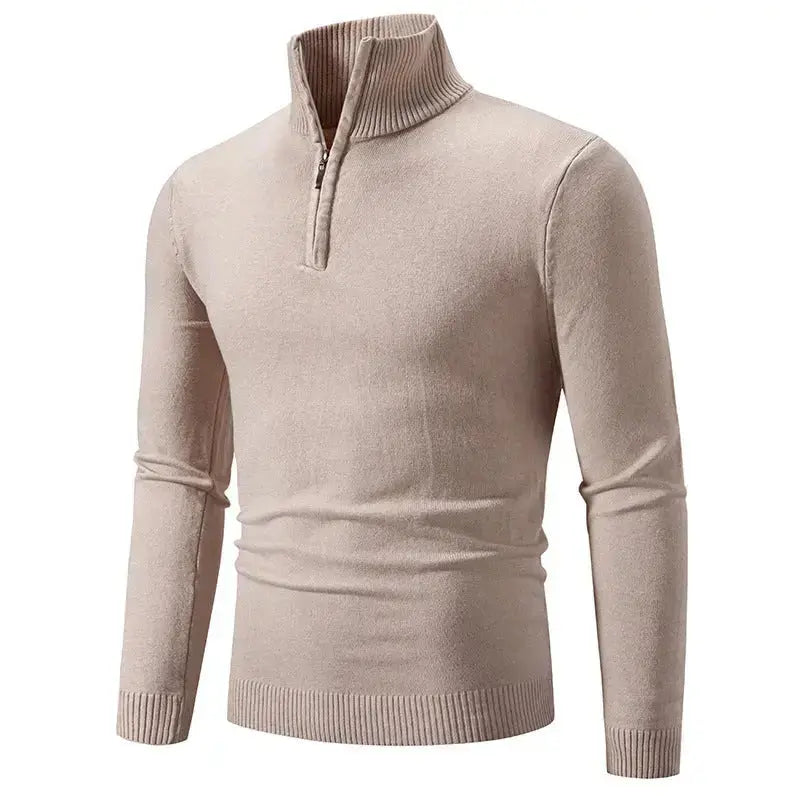 2023 Men's Plus Size Fleece Zip Mock Neck Sweater My Store