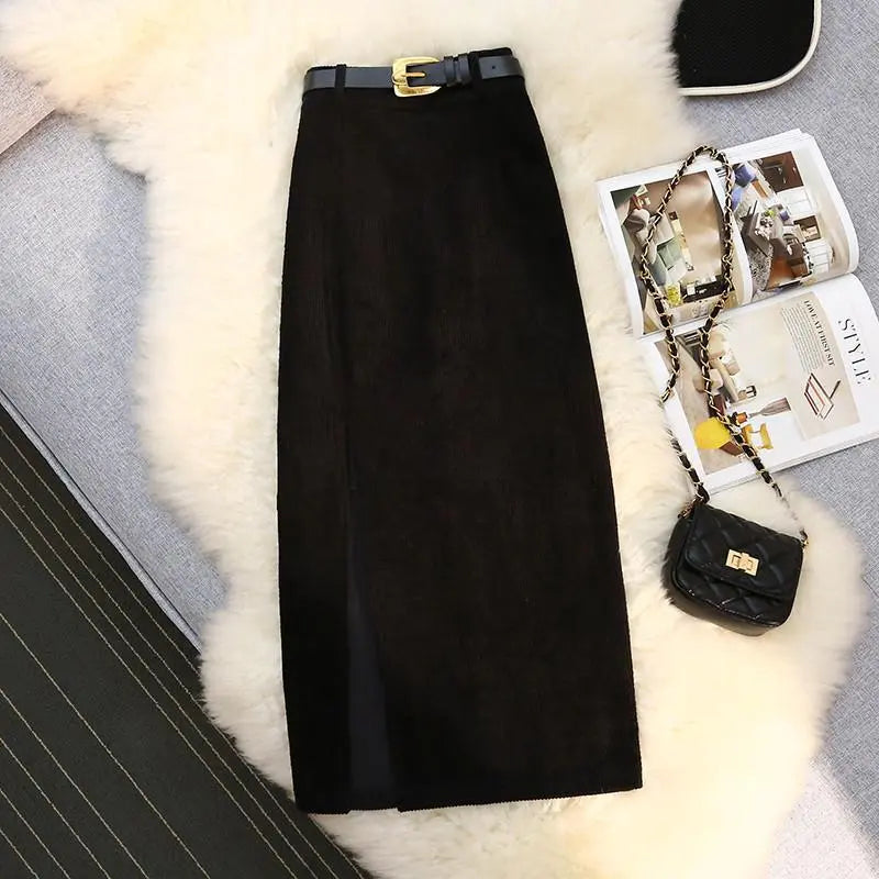 High Waist A-Line Corduroy Skirt for Women My Store