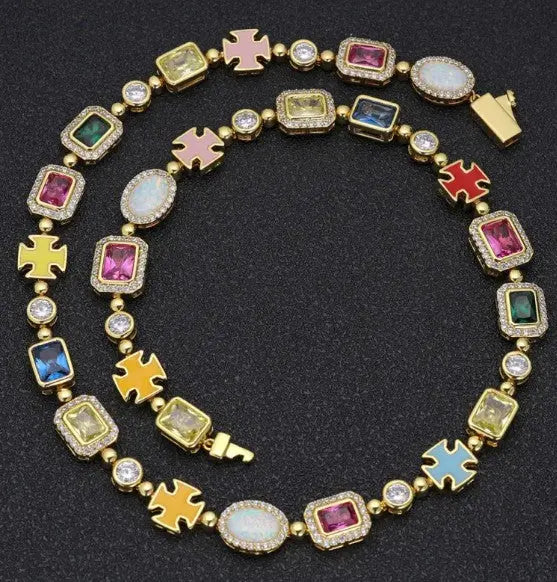 Gold-Plated Hip-Hop Gemstone Necklace MyStore