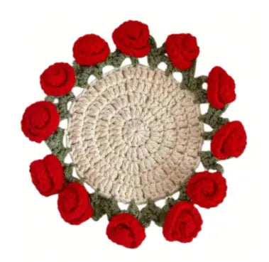 Crochet Rose Coaster DIY Kit – All-in-One Beginner Craft Set with Acrylic Yarn My Store
