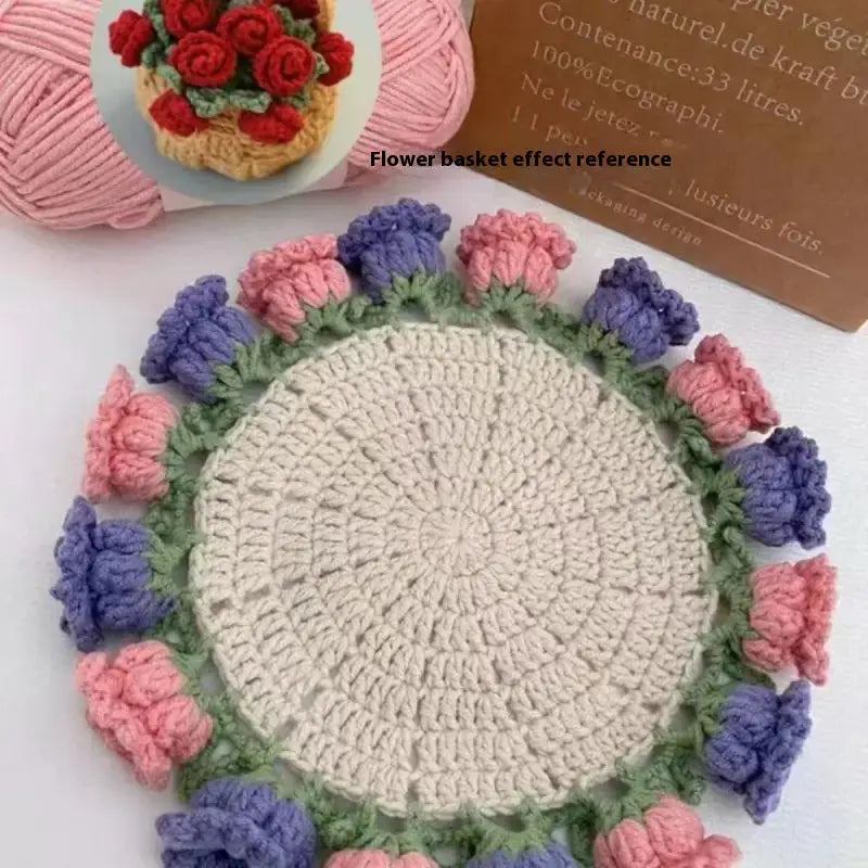 Crochet Rose Coaster DIY Kit – All-in-One Beginner Craft Set with Acrylic Yarn My Store