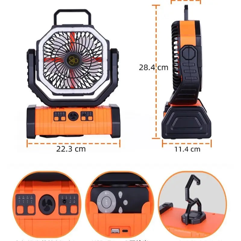 Outdoor Household Power Bank LED Light Camping Fan MyStore