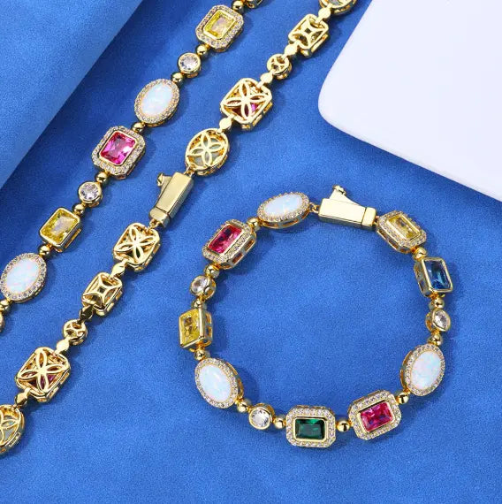 Gold-Plated Hip-Hop Gemstone Necklace MyStore