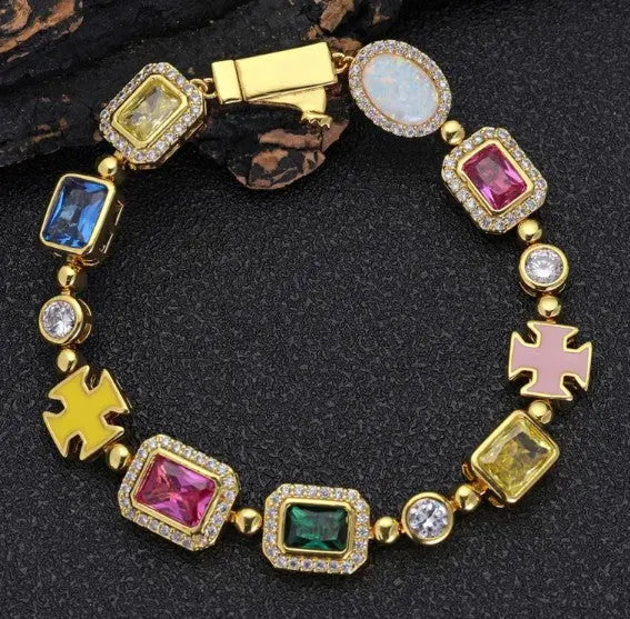 Gold-Plated Hip-Hop Gemstone Necklace MyStore