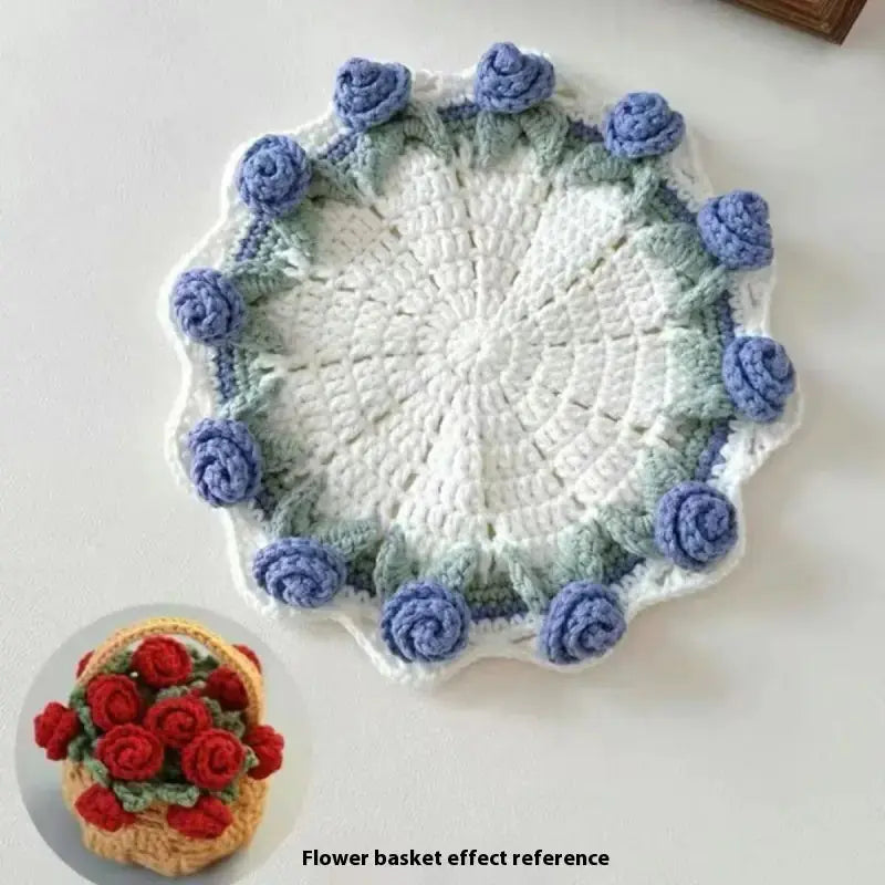 Crochet Rose Coaster DIY Kit – All-in-One Beginner Craft Set with Acrylic Yarn My Store