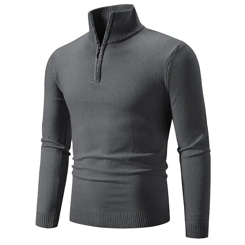 2023 Men's Plus Size Fleece Zip Mock Neck Sweater My Store