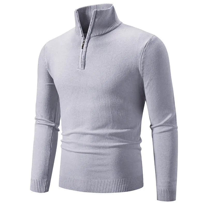 2023 Men's Plus Size Fleece Zip Mock Neck Sweater My Store