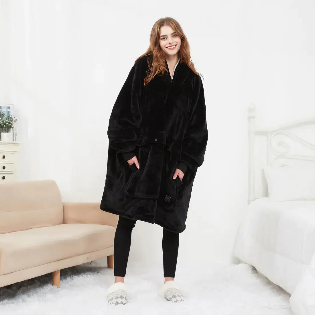 Heated Hoodie Blanket – Wearable Electric Plush Blanket with Adjustable Heat & Pockets My Store