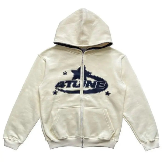 Star Printed Zip Up Hoodies My Store